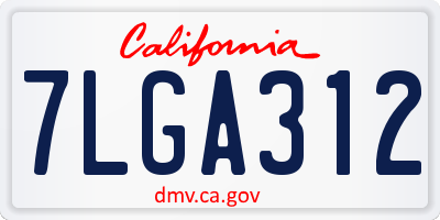 CA license plate 7LGA312