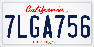CA license plate 7LGA756