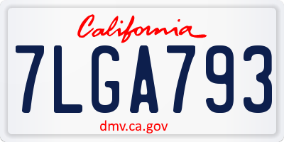 CA license plate 7LGA793