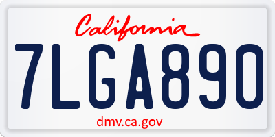 CA license plate 7LGA890