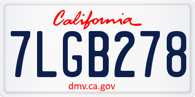 CA license plate 7LGB278