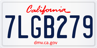 CA license plate 7LGB279