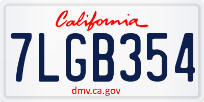 CA license plate 7LGB354