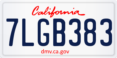 CA license plate 7LGB383