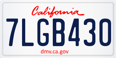 CA license plate 7LGB430