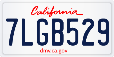 CA license plate 7LGB529
