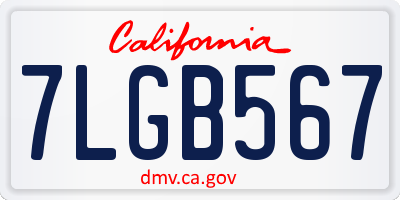 CA license plate 7LGB567