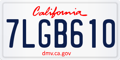 CA license plate 7LGB610