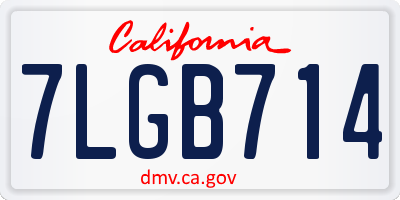 CA license plate 7LGB714