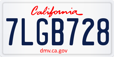 CA license plate 7LGB728