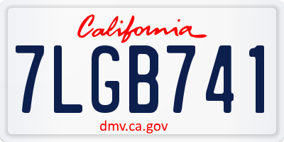 CA license plate 7LGB741