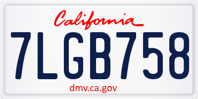 CA license plate 7LGB758