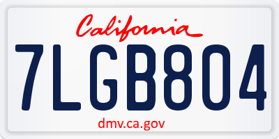CA license plate 7LGB804