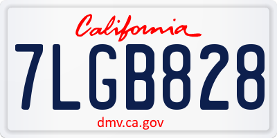 CA license plate 7LGB828