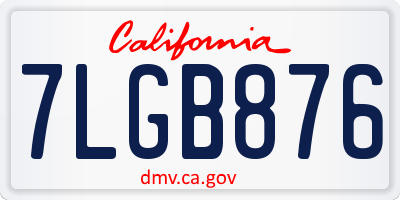 CA license plate 7LGB876