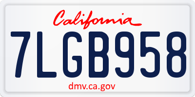 CA license plate 7LGB958