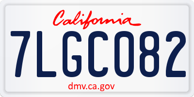 CA license plate 7LGC082