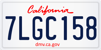 CA license plate 7LGC158