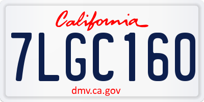 CA license plate 7LGC160