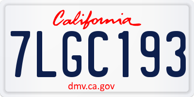 CA license plate 7LGC193