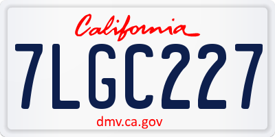 CA license plate 7LGC227
