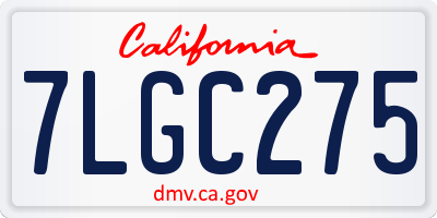 CA license plate 7LGC275