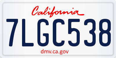 CA license plate 7LGC538