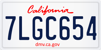 CA license plate 7LGC654