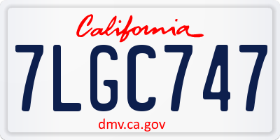 CA license plate 7LGC747