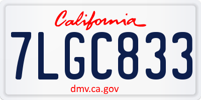 CA license plate 7LGC833