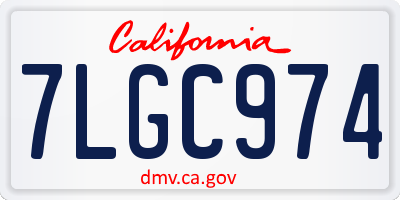 CA license plate 7LGC974