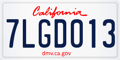 CA license plate 7LGD013