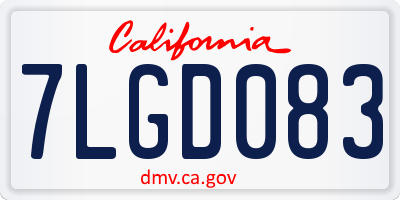 CA license plate 7LGD083