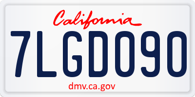 CA license plate 7LGD090