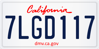 CA license plate 7LGD117