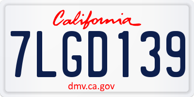 CA license plate 7LGD139