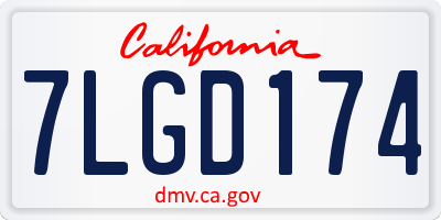 CA license plate 7LGD174