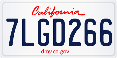 CA license plate 7LGD266