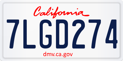 CA license plate 7LGD274