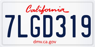 CA license plate 7LGD319