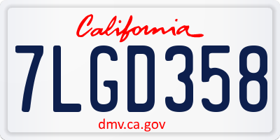 CA license plate 7LGD358