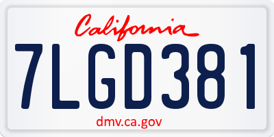 CA license plate 7LGD381