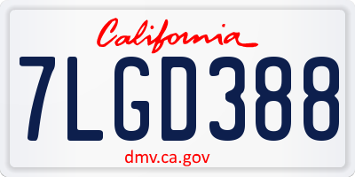 CA license plate 7LGD388