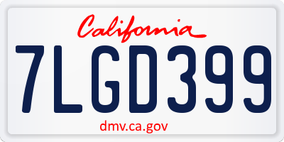 CA license plate 7LGD399