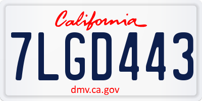 CA license plate 7LGD443