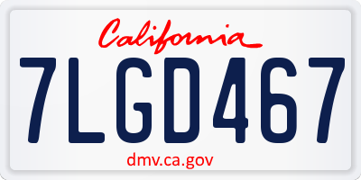 CA license plate 7LGD467
