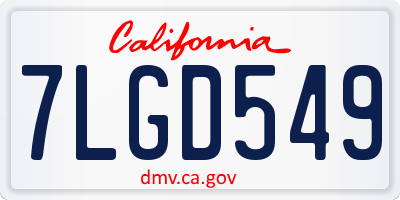 CA license plate 7LGD549
