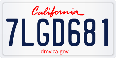CA license plate 7LGD681
