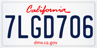 CA license plate 7LGD706