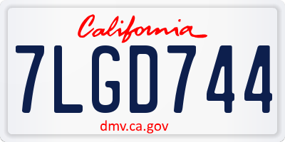 CA license plate 7LGD744